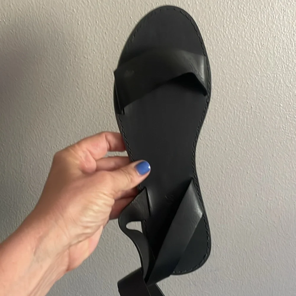Madewell Women’s The Boardwalk Ankle Strap Black Leather Sandals Size 8.5 - Picture 8 of 11